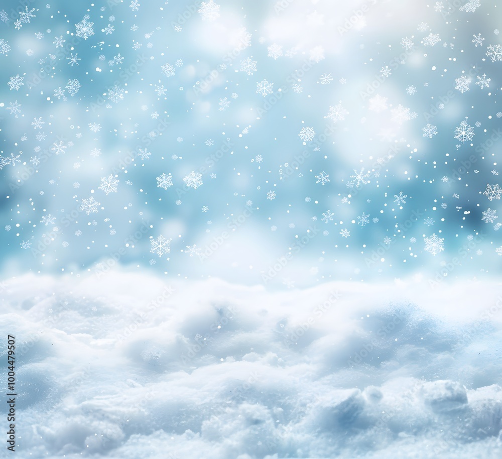 Winter Snowfall Background with Delicate Snowflakes Winter Snowfall Background with Delicate Snowflakes