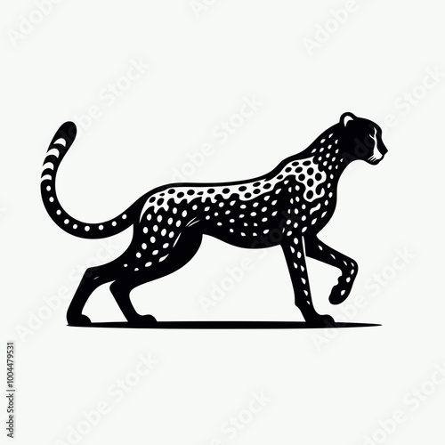 Silhouette of a cheetah in full sprint, showcasing the speed and grace of the fastest land animal, silhouette of running cheetah