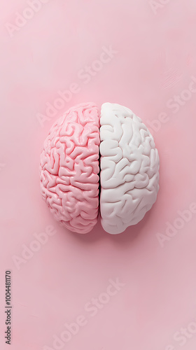 Brain model split into hemispheres