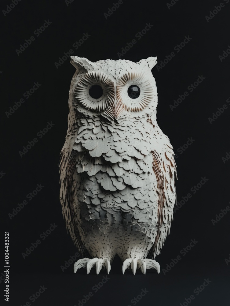 Obraz premium Owl statue on black background