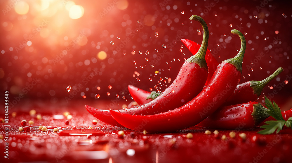 red hot chili pepper in vibrant red background red hot chili pepper in vibrant red background
