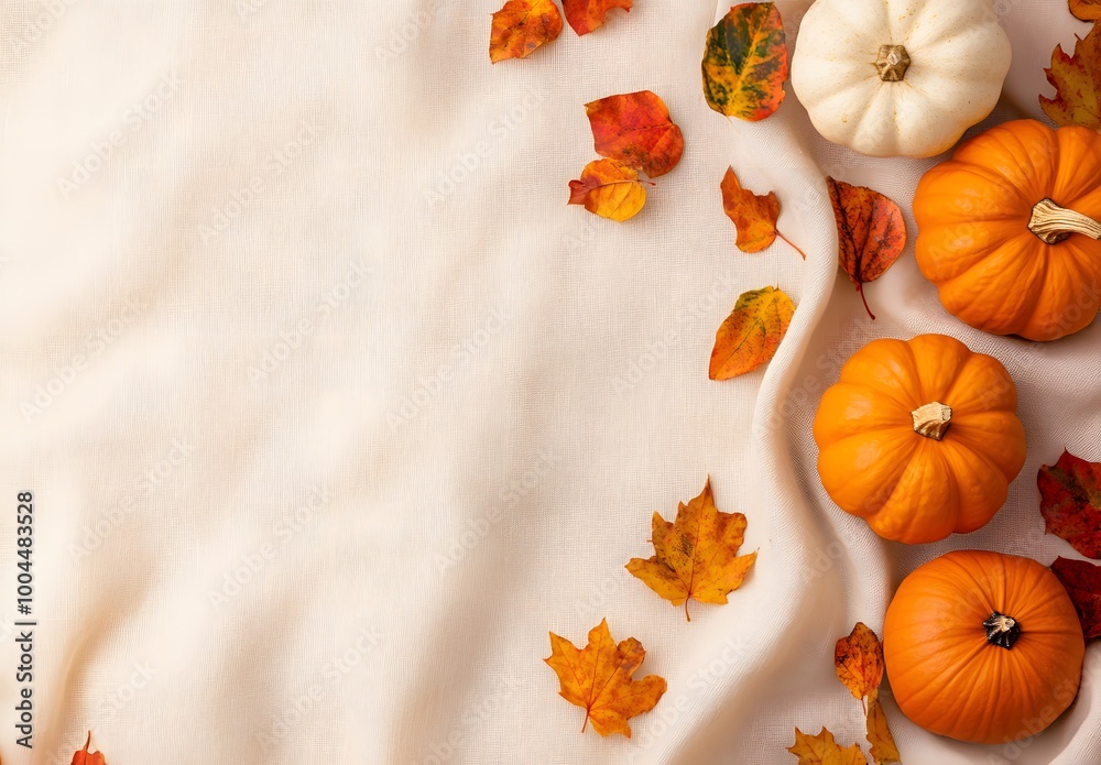 Autumn Leaves & Pumpkins Background
