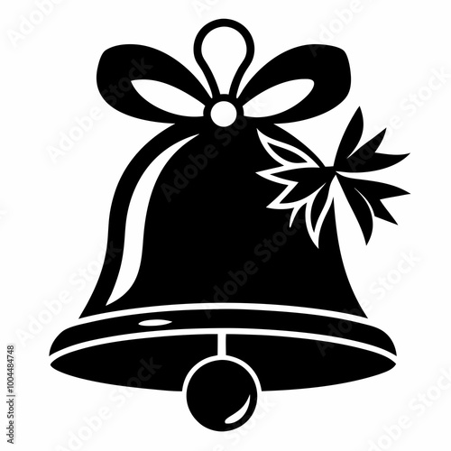 Christmas Silver bell Black silhouette