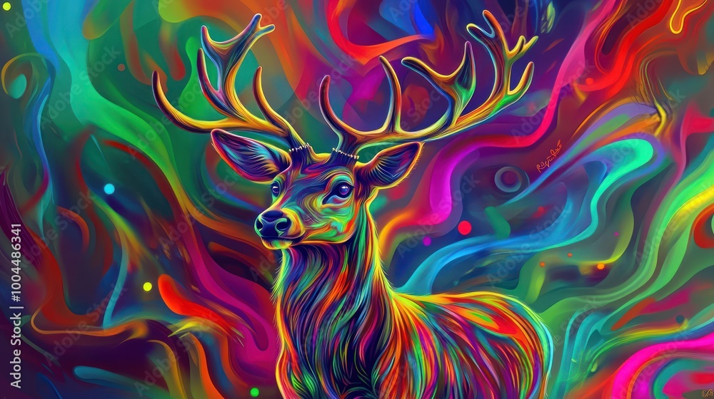 Abstract Deer in Vivid Colors