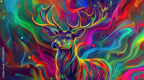 Abstract Deer in Vivid Colors