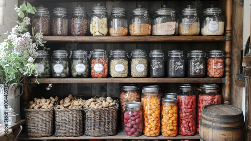 Wallpaper Mural A well-stocked pantry with a variety of dried goods in glass jars. Torontodigital.ca