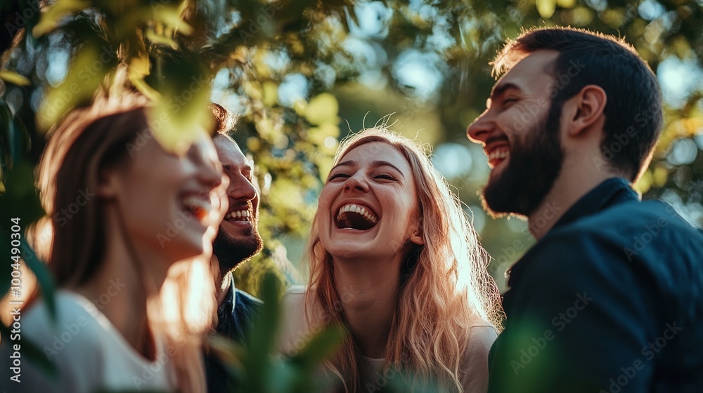 Fototapeta premium Joyful Friends Laughing in Nature