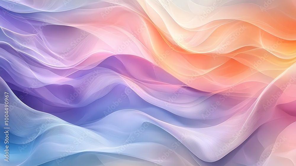 Soft waves in pastel hues of purple, pink, blue, and orange flow together in a calming background. Soft waves in pastel hues of purple, pink, blue, and orange flow together in a calming background.
