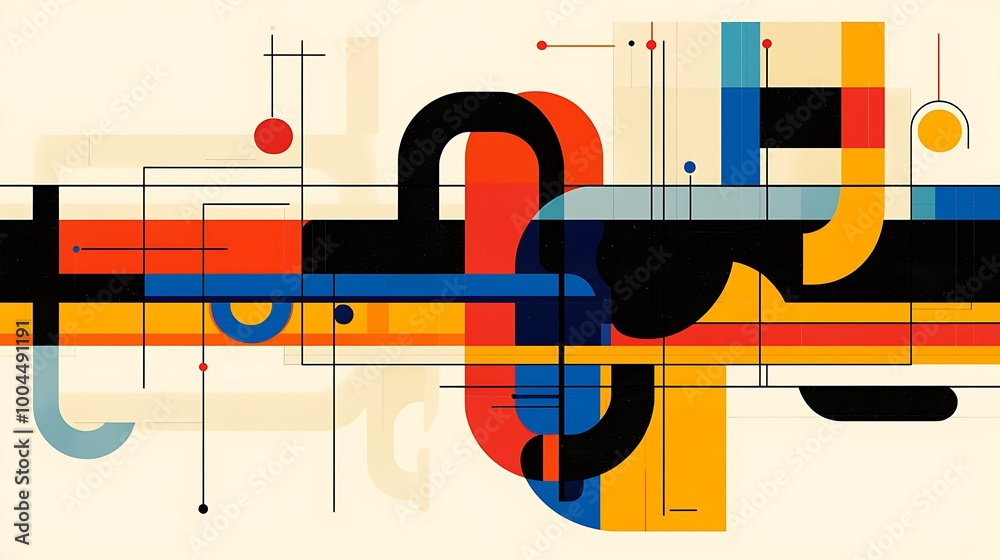 Bold geometric shapes in red, yellow, blue, and black create a striking abstract background. Bold geometric shapes in red, yellow, blue, and black create a striking abstract background.