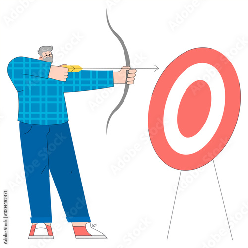 Older Businessman. Flat Vector Illustration