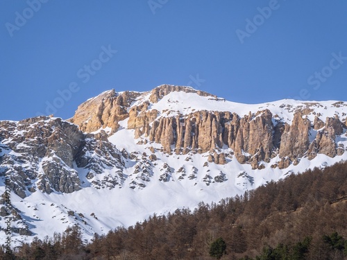 Snow-capped peaks of the Italian Alps in winter