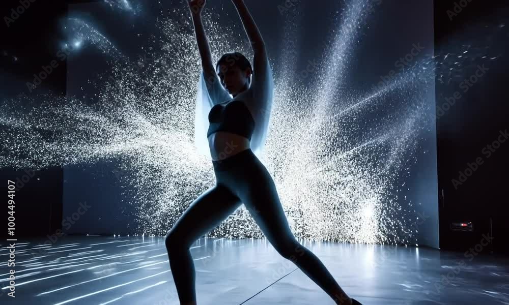 A Dancer Performs In A Digital Light Show