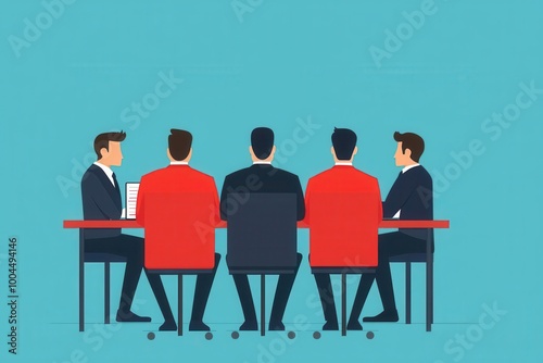 Business leaders setting vision for growth, planning meeting, flat design illustration