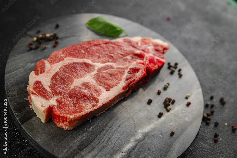 raw Pork steak escalope meat dish Fresh tasty food background on the table rustic food top view copy space raw Pork steak escalope meat dish Fresh tasty food background on the table rustic food top view copy space