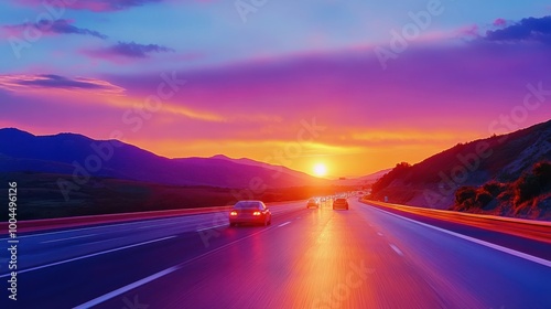 Scenic Sunset Highway with Vibrant Colors