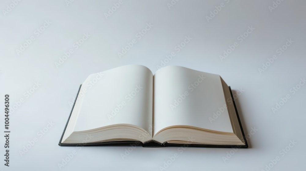 A minimalist open book with clean, blank pages, perfect for a new chapter, copy space