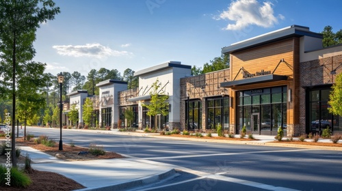 Sunny countryside shopping plaza
