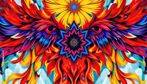 Wallpaper Mural Abstract art with vibrant colors, symmetrical patterns and intricate details. Torontodigital.ca