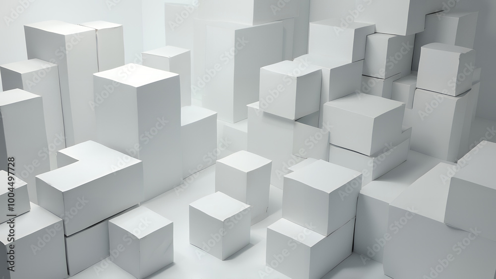 Random shifted white cube boxes block background wallpaper Random shifted white cube boxes block background wallpaper