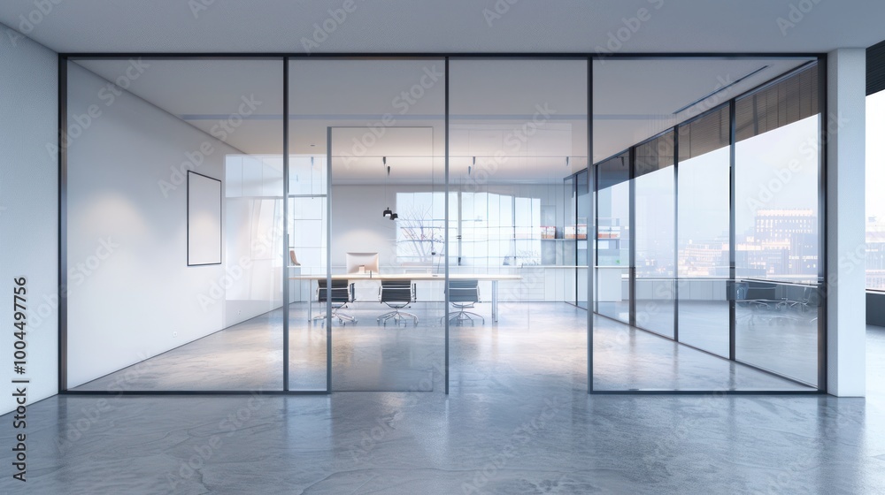 Fototapeta premium Modern Office Interior with Glass Walls