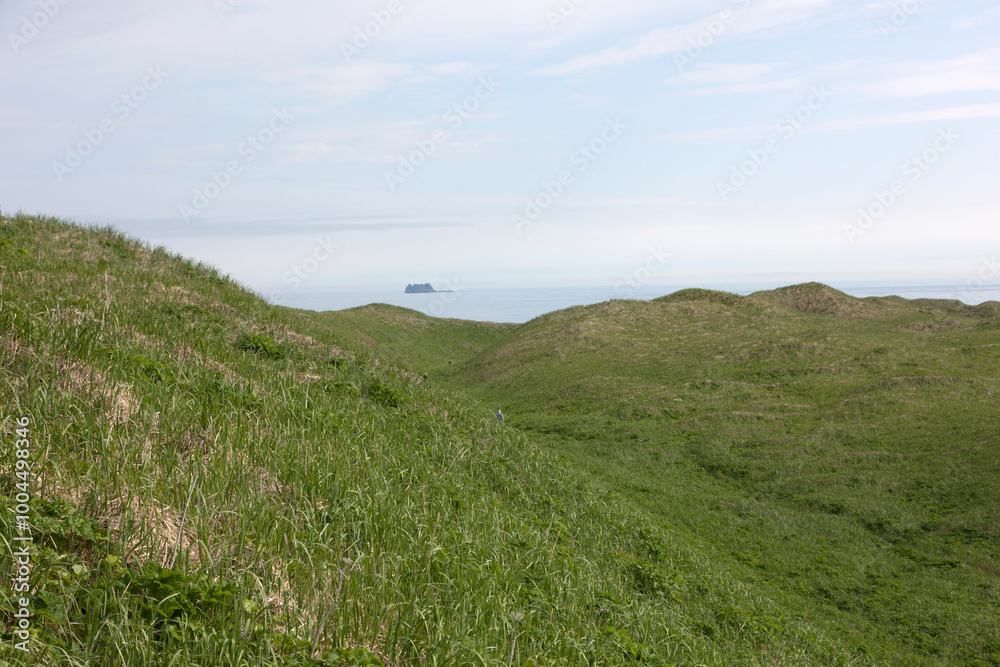 Fototapeta premium Russia Commander Islands landscape on a cloudy summer day