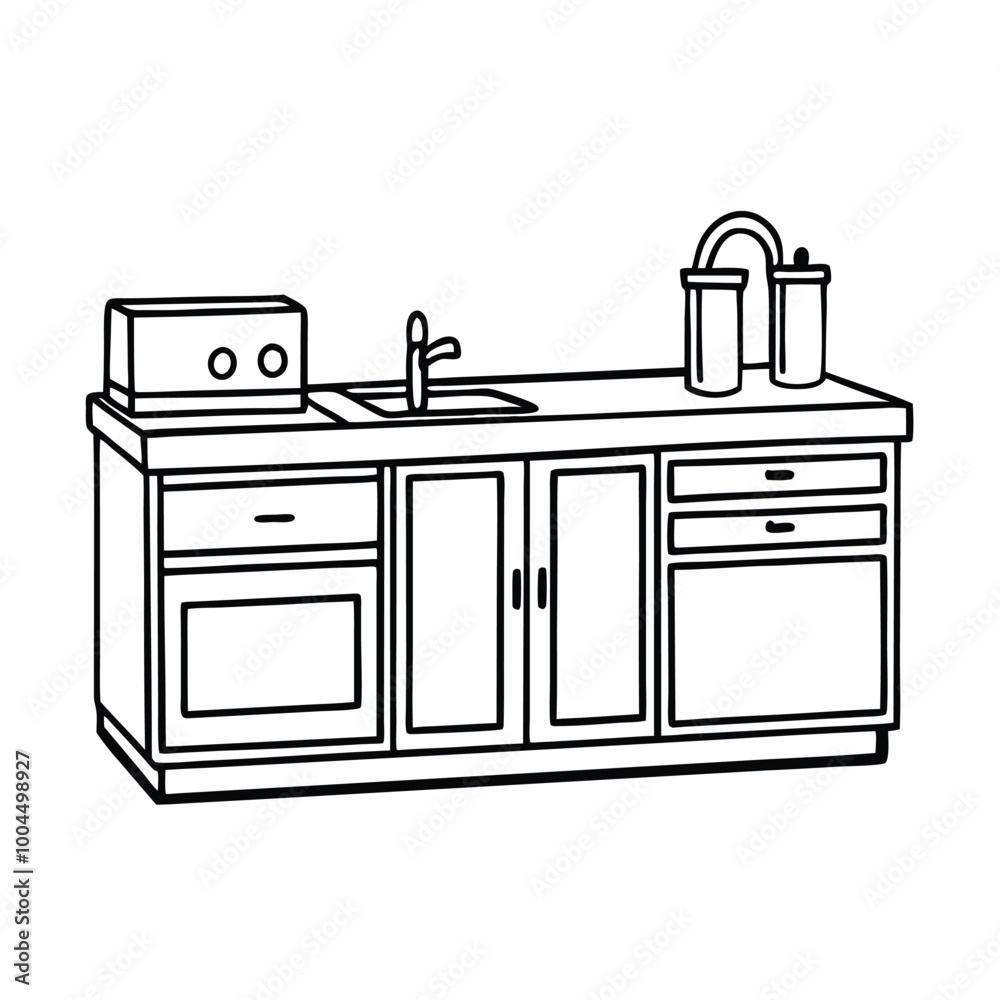 a line drawing of a kitchen countertop a line drawing of a kitchen countertop