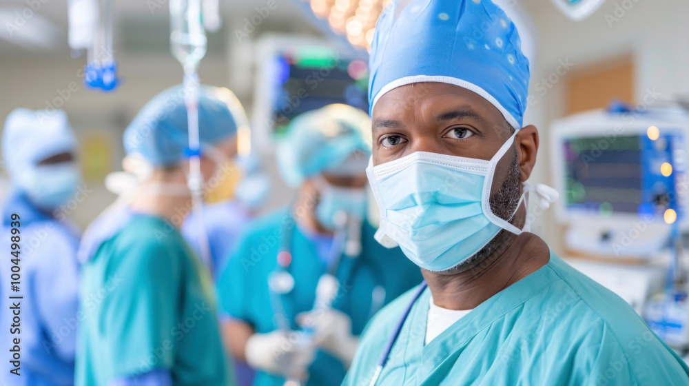 Anesthesiologist adjusting equipment pre-surgery. Anesthesiologist adjusting equipment pre-surgery.