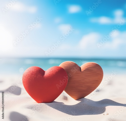 Wooden Hearts Beach Valentine's Day