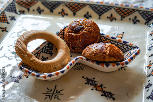 a moroccan plate with some moroccan traditional cakes photo