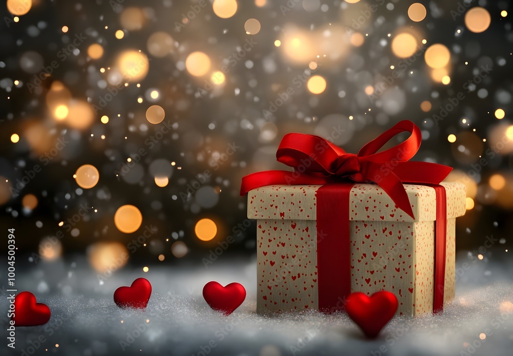 Romantic Valentine's Day Gift Box with Bokeh Lights Romantic Valentine's Day Gift Box with Bokeh Lights