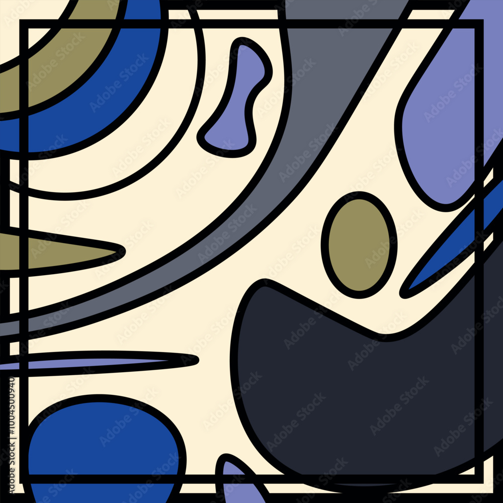 Square pattern with blue, yellow and gray geometric shape on cream background. Modern art design for artsy background or hijab scarf and foulard pattern. Fashionable template. Abstract vector Square pattern with blue, yellow and gray geometric shape on cream background. Modern art design for artsy background or hijab scarf and foulard pattern. Fashionable template. Abstract vector