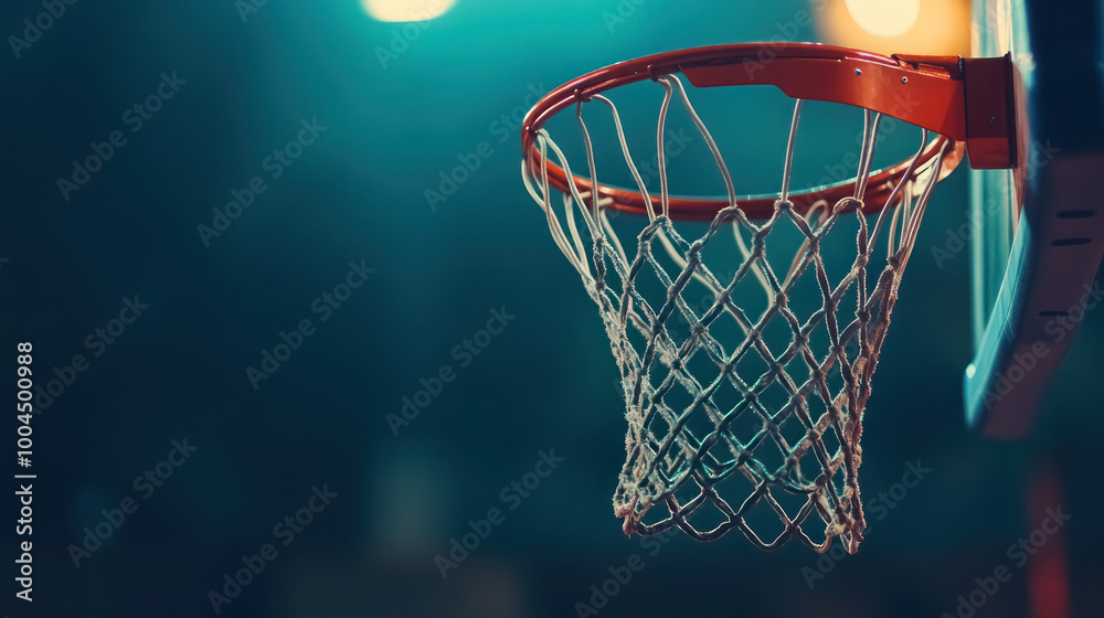 basketball hoop with net illuminated in the dark night basketball hoop with net illuminated in the dark night