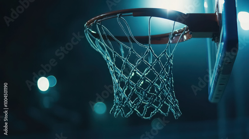 basketball hoop under dramatic night lighting