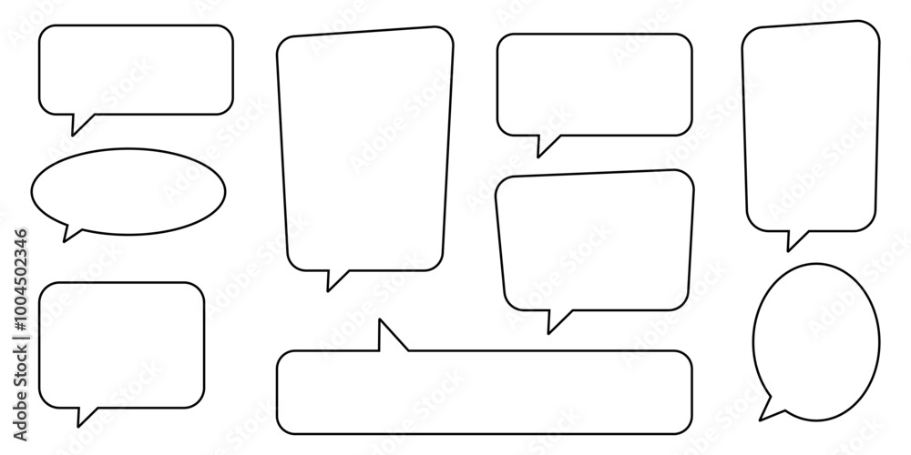 Obraz premium Collection of line speech bubble, speech balloon, chat bubble.
