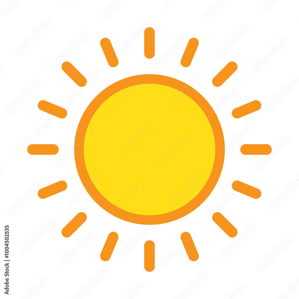 Sun icon in flat style, simple yellow sun. Sun icon in flat style, simple yellow sun.