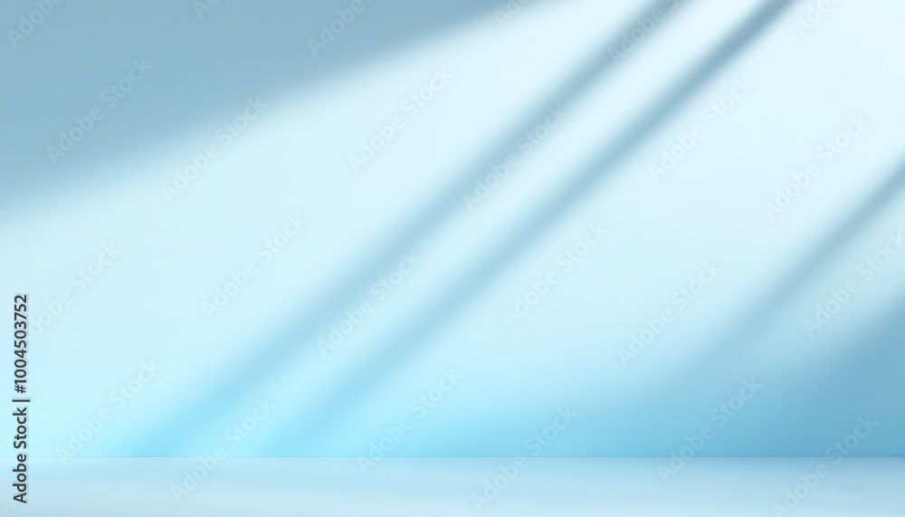 Abstract blue background with shadows from wall, perfect for product presentation. Made with generative AI technology
