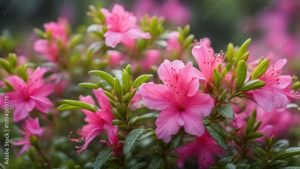 Obraz premium realistic illustration of a pink azalea flowers