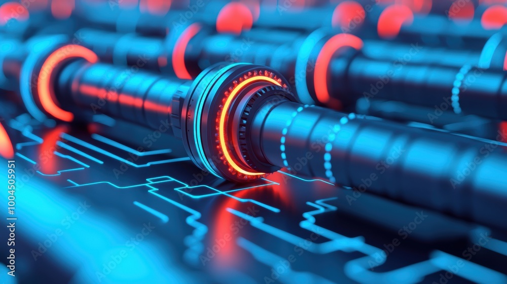 Futuristic Technology with Neon Elements and Circuits Futuristic Technology with Neon Elements and Circuits