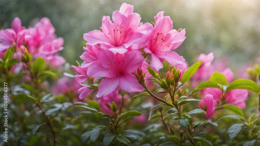 Obraz premium realistic illustration of a pink azalea flowers