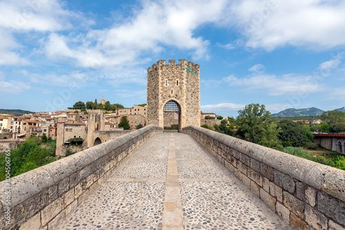 Picturesque medieval town of Besalú. Girona, Costa Brava. Catalonia. Spain