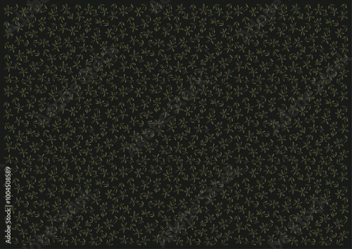 Wallpaper Mural 黒背景に金色の花模様のイラスト Torontodigital.ca