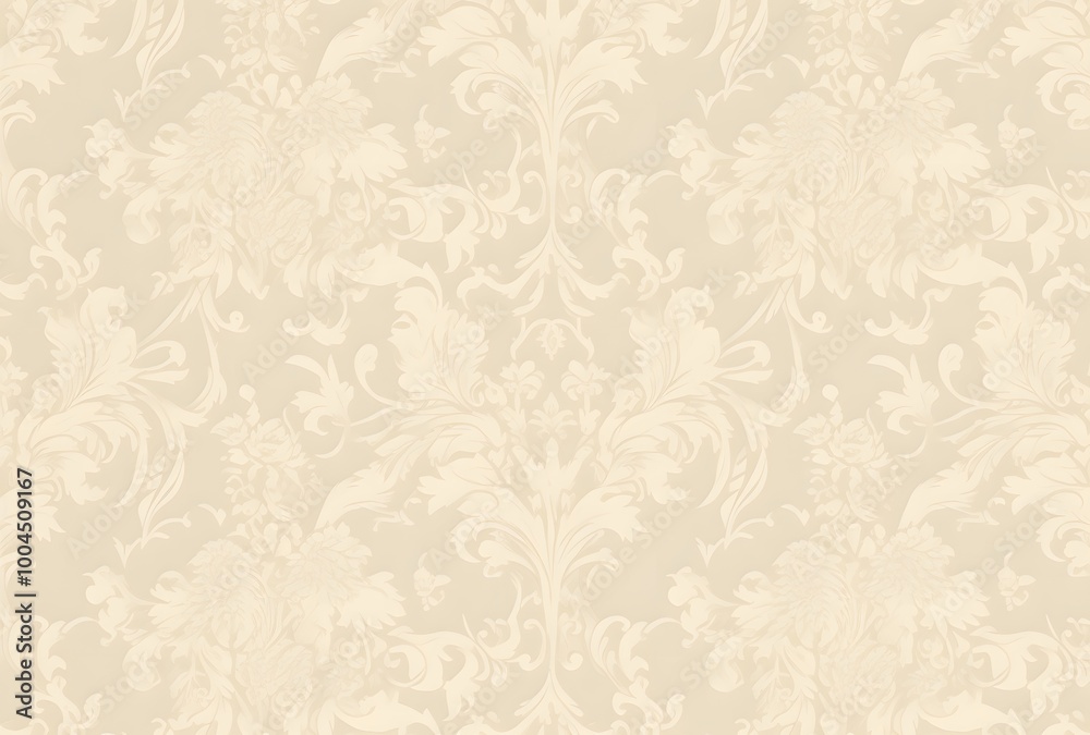 Elegant Beige Damask Floral Pattern