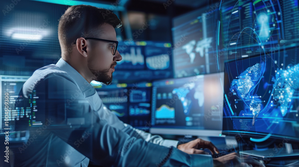 A manager overseeing a global team, using virtual tools to assign tasks, track progress, and ensure clear communication across different time zones.