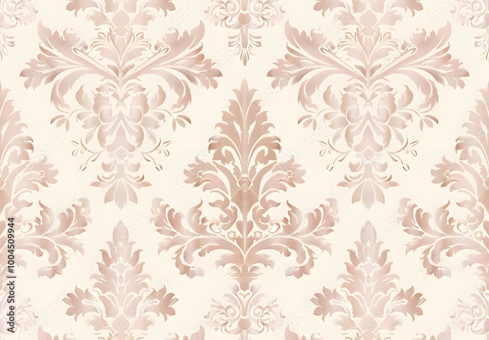 Elegant Damask Pattern With Floral & Baroque Motifs Elegant Damask Pattern With Floral & Baroque Motifs