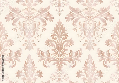 Elegant Damask Pattern With Floral & Baroque Motifs