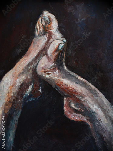 Abstract Nude Figure – Emotional Oil Painting on Canvas