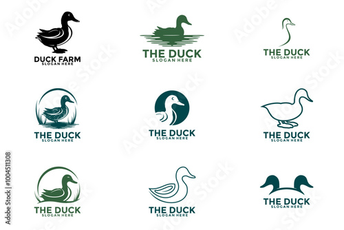 Set of Duck logo design vector, Duck and mallard logo vector icon collections