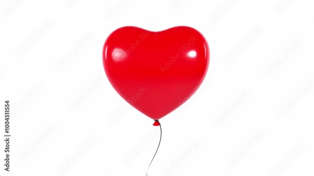 Heart-shaped balloon floating in a bright white space Heart-shaped balloon floating in a bright white space