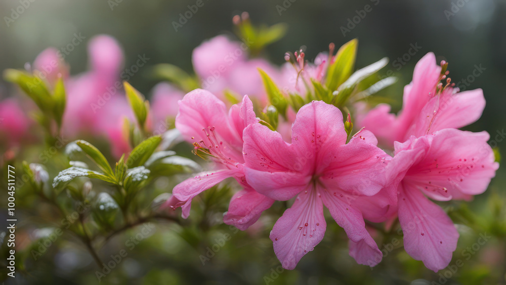 Fototapeta premium realistic illustration of a pink azalea flowers