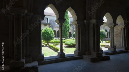 Medieval construction in the cloister of the Gothic cathedral of Tui, Galicia, Spain.